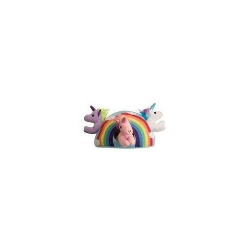 Health Extension SNUG AROOZ Cute Hide & Seek Unicorn Stuffed Animals for Dogs, Cool Puppy Toys, Tough & Durable Soft Squeaky for Chewers, for Pet - Rainbow