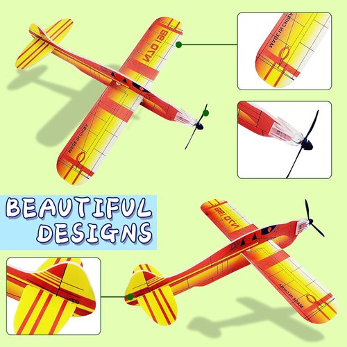 IJRPLM 24 Pack Foam Glider Planes Toys,8" Airplane Toy,12 Different Designs Planes Toys for Boys,Individually Packed Outdoor Flying Toys,Party Favors for Kids 8-12 (12 PCS)