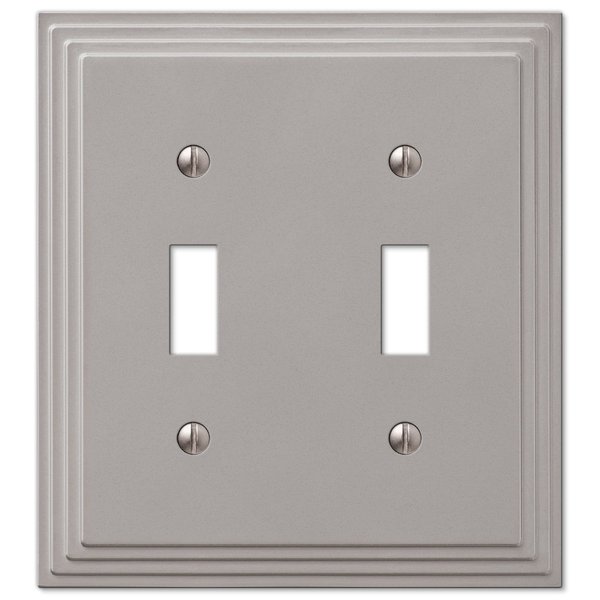 Amerelle Steps Double Toggle Cast Metal Wallplate in Satin Nickel