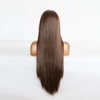 UNIQUEWIG 24" Dark Brown Long Silky Straight Synthetic Lace Front Wigs Natural Hairline Cosplay Wigs Heat Resistant Glueless Hair Replacement Daily Use