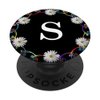 Cell Phone Pop Out Holder,Black White Daisy Flower Letter S PopSockets Grip and Stand for Phones and Tablets