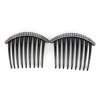 2 Black Big Huge Hair Comb set pack Silver plastic teeth side clip 4 inches wide