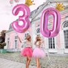 40 Inch Hot Pink Number 2 & Mini Crown Balloon for Birthday Party Decorations, 2nd Birthday Party Decorations, Baby Shower Anniversary Balloons Decorations Supplies
