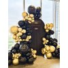 Haolongfa New Years Balloons Arch Garland Kit, 18/12/10/5 Inch Black and Gold Balloon Kit, Black Gold Balloons Confetti Balloons,for New Year Party Decoratons New Years Eve Party Supplies 2025