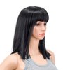 SWACC 14 Inches Short Straight Medium Shoulder Length Wig with Blunt Cut Bangs and Bottom End Synthetic Heat Resistant Hair Wigs for Women with Wig Cap (Dark Lavender Purple)