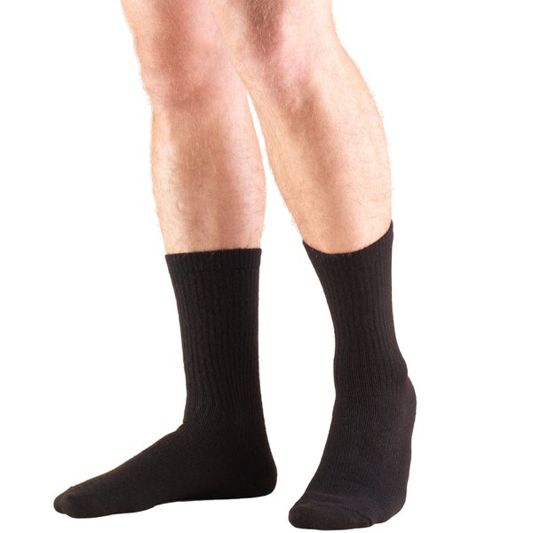 Truform Medical Compression Socks for Men and Women, 8-15 mmHg Crew Length to Mid-Calf, Black, Medium