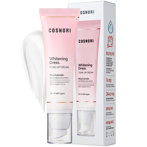 COSNORI Whitening Dress Tone-up Cream - Skin Radiance Face Moisturizer – 24hr Lasting Hydrating & Sebum Control Face and Body – Vegan, No Animal Tested – Uneven Hyperpigmentation, 1.69 oz