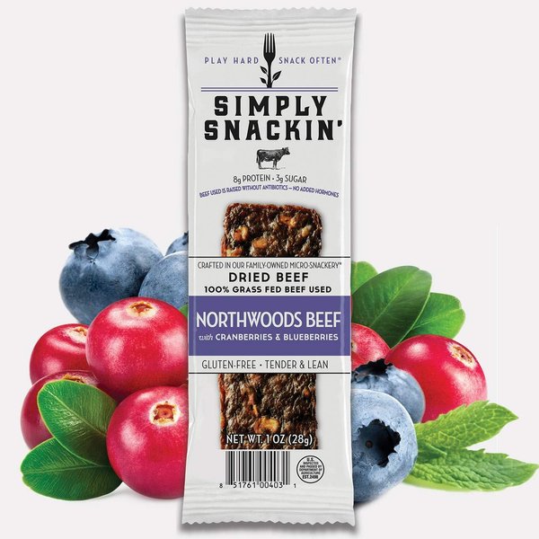 Simply Snackin' - NORTHWOODS Beef with Cranberries & Blueberries 20 SNACKS