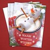 Cocoa Snowman Holiday Card Pack / 25 Winter Wishes Cards Set/Hot Chocolate Marshmallows Design With Inside Verse / 4 5/8" x 6 1/4" Christmas Cards With White Envelopes