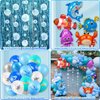Winrayk Under the Sea Party Decorations Ocean Theme Birthday Supplies Blue Balloon Arch Fringe Curtain Bubble Garland Ocean Animals Print Balloon Kids Pool Beach Party Ocean Birthday Party Decorations