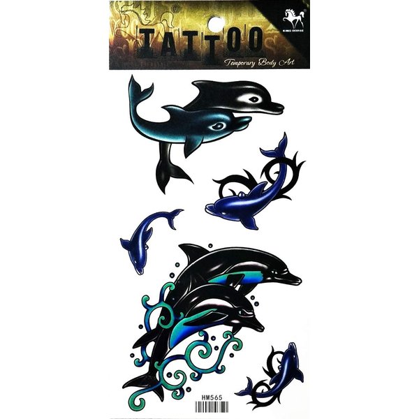 PARITA Tattoos Dolphin Ocean Sea Animal Cartoon Temporary Tattoo for Adult Men Women Kids Fashion Tattoos Art Make Up Design Sexy Body Waterproof (1 Sheet.) (01)