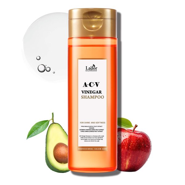 LA'DOR Apple Cider Vinegar Clarifying Shampoo w/Tea Tree Sub-Acidic pH-balanced - Glossy Shine Refreshing for Greasy Dandruff Oily Scalp Hair Free of Silicone Paraben Sulfate 5.07 Fl Oz LADOR Korean