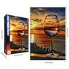 najiaxiaowu Adult Puzzles 1000 Pieces DIY Sunset Sea Wine Glass Wooden Puzzles Children and Elderly Puzzles Modern Home Decor Wall Art Unique Gift 75 cm x 50 cm(27.56 x 16.68 in)