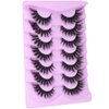 Fluffy Lashe Clear Band Fox Eye Lashes Faux Mink Eyelashes Wispy False Eyelashes Cat Eye Lashes 3D Volume Strip Lashes Pack by Kiromiro