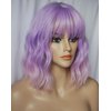 Short WavyPurple wig Amity costume wig the owl house synthetic hair wig with bangs14 inches wig for Women and Girl (Purple ombre pink)