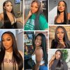 Lace Closure Wigs Human Hair Pre Plucked 5x5 HD Closure Wig Straight Lace Front Wigs Human Hair 150% Density Natural Black 24Inch Glueless Lace Closure Wig with Baby Hair