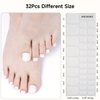 DUKASOU Semi Cured Gel Pedicure Strips, 32 Solid Color Gel Toenail Stickers Full Nail Wraps for Women Girls Kids, includes Prep Pads, Nail File & Wood Stick (Snow White)