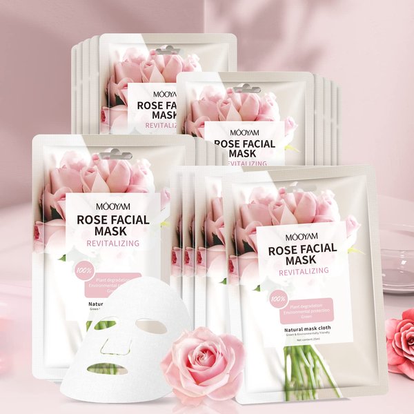 YAFUSIPE Face Mask Skin Care Anti Aging Facial Mask Sheets Mask Face Masks Beauty Rose Sheet Masks for Face Bulk Face Masks Skincare Facial Masks 10 Sheets