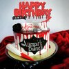 Red Happy Birthday Halloween Cake Topper, Halloween Horror Zombie Birthday Cake Topper Halloween Bloody Horror Movie Birthday Party Cake Decorations
