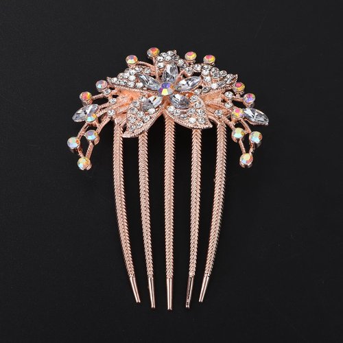 Xerling Flower Floral Bridal Hair Comb Crystal Rhinestone Women Hair Side Combs Vintage Wedding Hair Accessories Headpiece for Girls (flower 1)