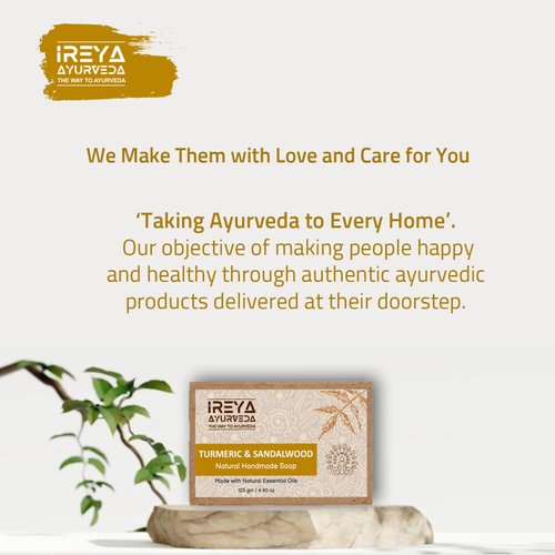 Ireya Ayurveda Turmeric Sandal Soap - 4oz - Soap Bar - Vegan - Handmade Soap - Moisturizing Soap - India.