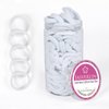 JASVERLIN White Cotton Fabric Hair Ties, Soft Ponytail Scrunchies Hair Bands for Women’s Braided Curly Thin Thick Hair, No Damage Crease Seamless Hair Elastic Band 1.5 Inch 100 pcs (White)