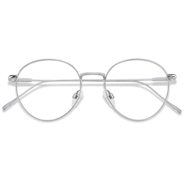 ANDWOOD Blue Light Blocking Glasses Women Men Computer Small Face Clear Bluelight Blocker Metal Frame Round Silver