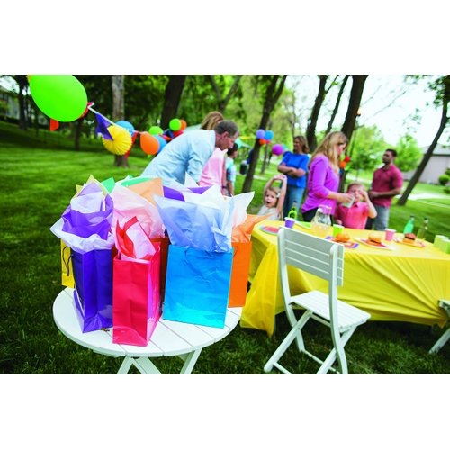 Vibrant Medium Assorted Neon Colors Gift Bags with Handle - 7.25" x 3.5" x 9" (Pack of 12) - Perfect for Party Favors, Gifts, and Celebration Goodies