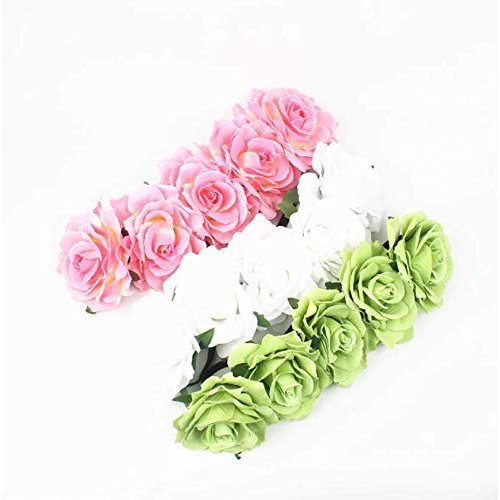 DNHCLL Rose Flower Crown Fake Flower Crowns Headbands For Women Girl Rose Floral Head Piece Hair Crown Pet Headband Flower Wreath (Pink)