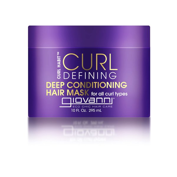 GIOVANNI Curl Habit Curl Defining Deep Conditioning Hair Mask - Deep Conditioner for Dry Damaged Hair, Tames Frizz & Flyaways, Softens Curls, Deep Conditioner for Curly Hair, Silicone Free - 10 oz