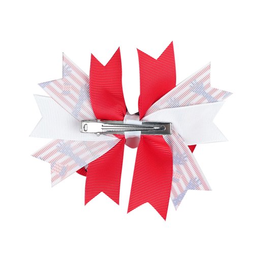 Koolgil 4Th of July Independence Day Amercian Flag Element Hair Clip Double Layer Swallowtail Bowknot Hair Clip and Stripe Stars Hair Clip for Children and Young Women (A-White)