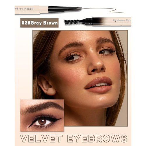 Eyebrow Pencil-2Pcs Dark Brown Retractable Eye Brow Pencil with Brow Brush,Long-Lasting Waterproof Eyebrow Tint Pen,Eyebrow Pencil for Fill & Sculpt Brow,Create Natural Eye Brow Makeup for Women-02