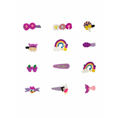 Generic 12 pcs Cartoon Hair Clips Set Cute Barrettes Snap Hair Clips Headband Hairpins Hair Accessories Gift For Women Teens Girls #3, Purple