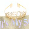 CURASA Birthday Sash and Crown for Women 50th Birthday Sash Gold Birthday Crown Adult Women Rhinestone Birthday Tiara Gold Its My 50th Birthday Sash Birthday Decoration for Party Gifts