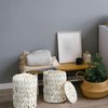 Ctosree 1.3 Gallons Small Wicker Trash Can with Lid Handle Boho Woven Braided Bathroom Waste Basket Trash Can with 100 Garbage Bags for Bedroom Office Laundry(Cream White,Braided Polypropylene)
