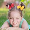 Back to School Bow Hair Clips Pencil Cheer Hair Bows Wave Point Hair Bow Barrette Handmade Yellow and Red Hairgrips Alligator Clips for First Day of School 2PCS