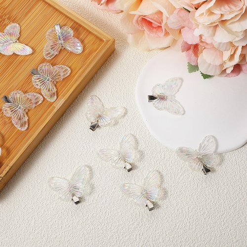 Tyqour 12Pcs Butterfly Hair Clips for Girls Women, Tiny Butterfly Hair Clips, Clear Glitter Hair Clips, Butterfly Hair Pins, Kawaii Y2k Hair Clips, Butterfly Accessories for Teens Women Girls