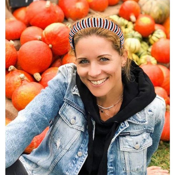 NVENF Halloween Headband Crystal Rhinestone Headbands for Women Orange Black Beads Embellished Padded Hairband Wide Bejewelled Headband Halloween Hair Accessory Gifts (Halloween)