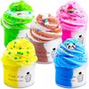 5 Packs Dual Color Cloud Slime Kit with Mint, Lemon, Coffee, Panda, Peach Stress Relief Toy, Super Soft and Non-Sticky, Birthday Gifts Slime Party Favors for Girls and Boys