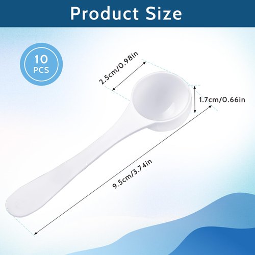 10 PCS Plastic Measuring Spoons Measuring Spoon Set 5 ml Teaspoon Measuring Spoons Food Grade Long Handle Reusable White Coffee Sugar Spices Protein Spoons for Cooking and Baking