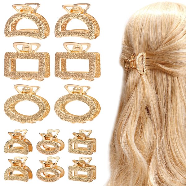 XAJABJW 12 Pack Metals Mini Hair Clips for Women Mom Wife Daughter Girls Girlfriends,Medium Hair Claw Clips for Long Hair,Small Cute Gifts for Female with Thick Hair or Thin Hair