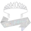 YARIEW 40th Birthday Party Set Silver Crown & 40 & Fabulous Birthday Sash with Pearl Pin, Women's Birthday Gifts, 1 Count