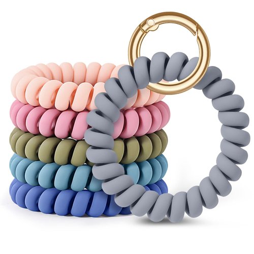 LGEGE 6PCS Stretchable Wristband Wristlet Keychain Wrist Key Chain Wristlet,Spring Flexible Spiral Wrist Coil ​Wrist Key Holder Key Ring for Sauna Gym Pool ID Badge and Outdoor Sports