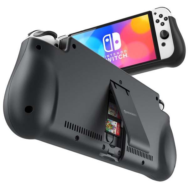NEWDERY External Battery Station for Nintendo Switch/Switch OLED, 10000mAh Backup Charger Case Support PD Quick Charging with 2 Extra Game Card Slots Adjustable Kickstand for Nintendo Switch