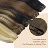 GOO GOO Clip in Hair Extensions Real Human Hair, 16inch 120g 7Pcs, 9/60 Balayage Ash Brown to Platinum Blonde, Remy Human Hair Extensions Clip ins for Women, Natural Human Hair