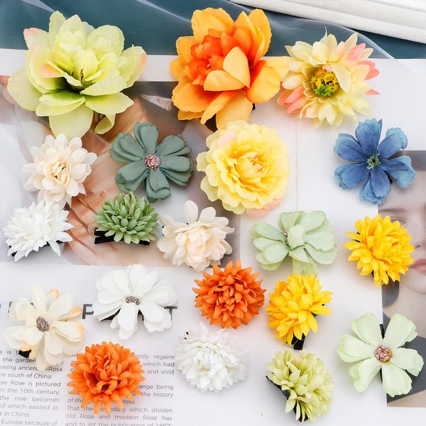 SuPoo 20pcs Rose Flower Hair Clips Small Hawaiian Flower Claw Clip Mini Alligator Clips Cute Side Hair Barrettes for Women Girls Wedding Hair Accessories Brooch Boho Hair Styling Accessories