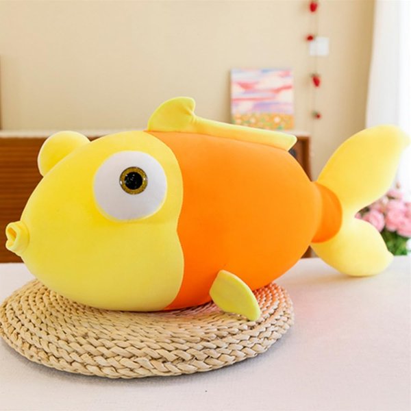 OUKEYI Yellow Goldfish Stuffed Animal Soft Cute Fish Plush Pillow Toy for Kids,27.5inch