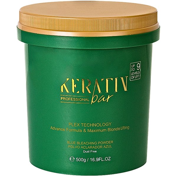 KERATIN BAR Professional Blue Bleaching Powder - Plex Technology - Lifts up to 9 Shades - Maximum Lifting Extra Strength Lightener Hair Highlights All Type & Highlighted Hair - Dust Free - 16.9 oz
