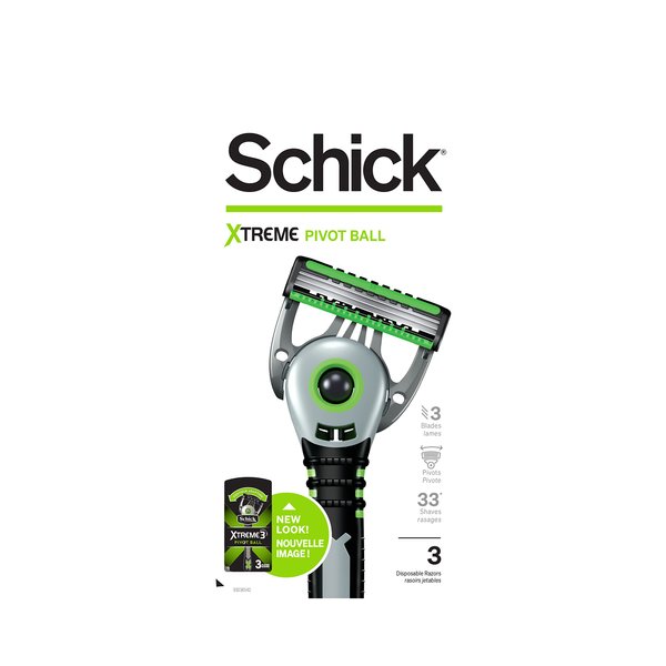 Schick Xtreme Pivot Ball Razor — Disposable Razors Men, Pivot Razor, Schick Pivot Ball, 3 Count