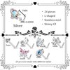 WAINIS 24pcs Hypoallergenic Nose Rings 20G Surgical Stainless Steel Nose Rings Studs L Shaped Screw Studs Rings Cubic Zirconia Nose Ring Silver Nose Piercing Jewelry for Women